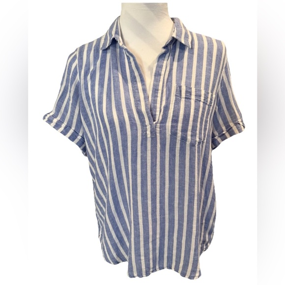 Rails Savannah Juneau Stripe Linen Blend  Blouse Sz Med - Picture 2 of 9